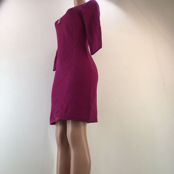 Lauren Ralph Lauren Dress Women's fuchsia Pink 3/4 Sleeves knitted fitte… - Picture 3 of 16